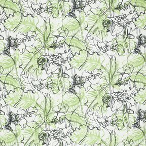Misto cotone-seta con fiori astratti – avorio/verde maggio, 