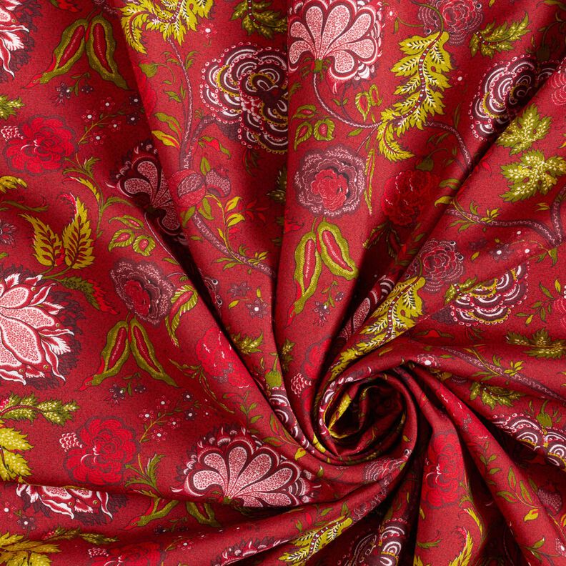 Tessuto di viscosa Fiori paisley – rosso carminio/rosso fuoco,  image number 3