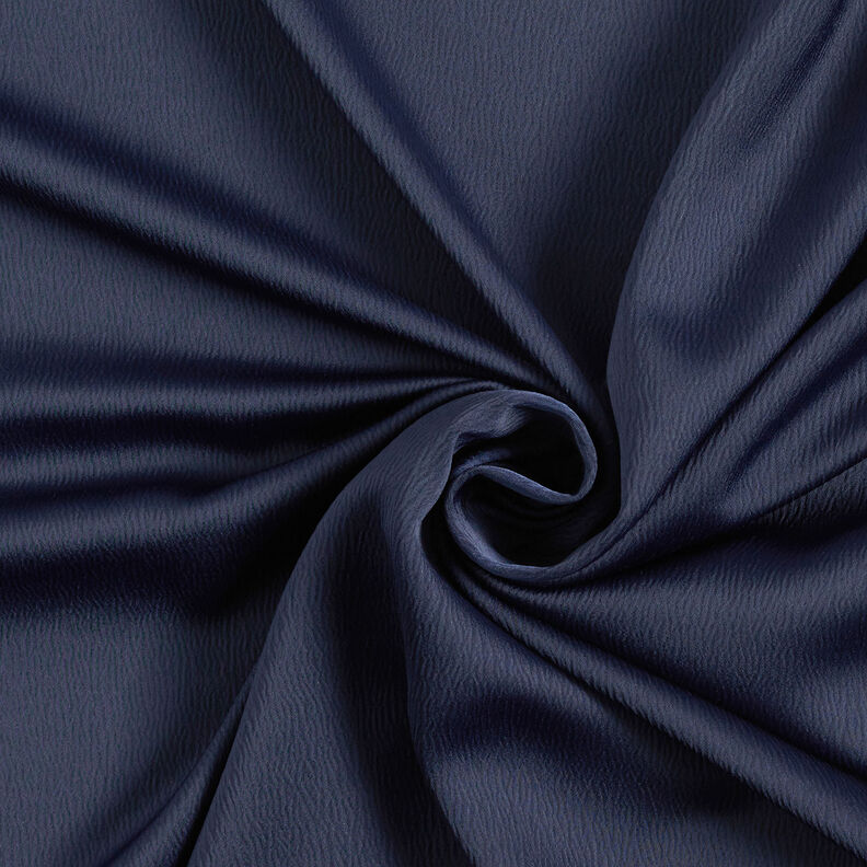 Crepe satin in tinta unita – blu marino,  image number 1