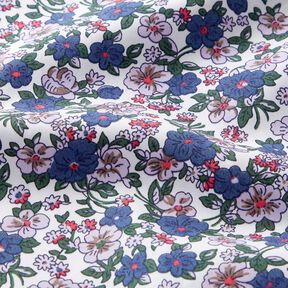 Tessuto per camicetta con piccoli mazzi di fiori – bianco/lillà, 