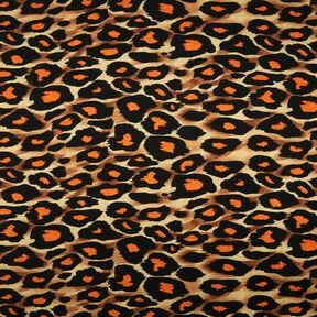 jersey di viscosa Grandi macchie di leopardo – marrone/arancione, 
