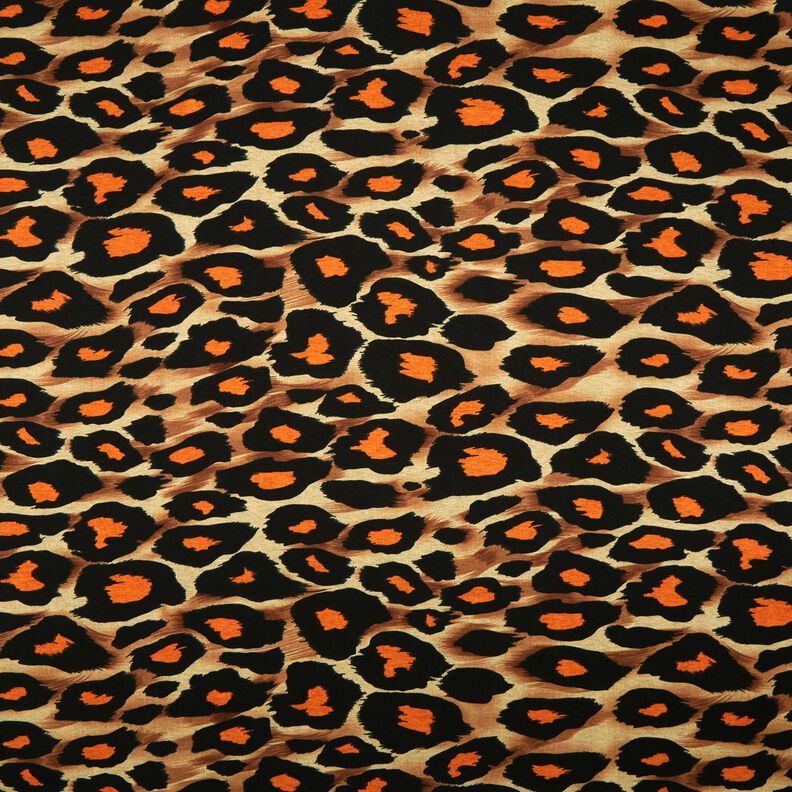 jersey di viscosa Grandi macchie di leopardo – marrone/arancione,  image number 1