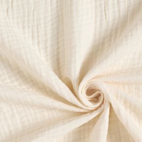 Mussola di cotone a tre strati tinta unita – bianco lana, 