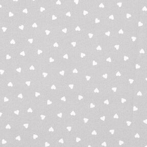 Popeline di cotone biologico con cuori sparsi – grigio chiaro, 
