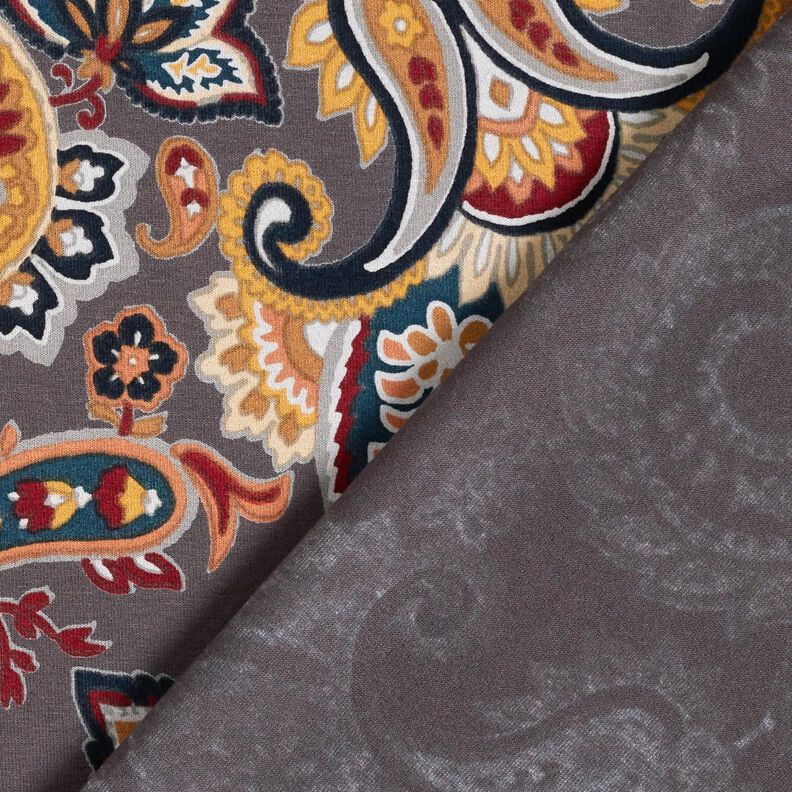 jersey di viscosa Paisley – grigio pietra/senape,  image number 4