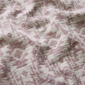 mussolina / tessuto doppio increspato Motivo azteco jacquard – rosa antico scuro/grigio nebbia, 