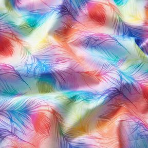popeline di cotone Piume arcobaleno stampa digitale – blu reale/mix di colori, 