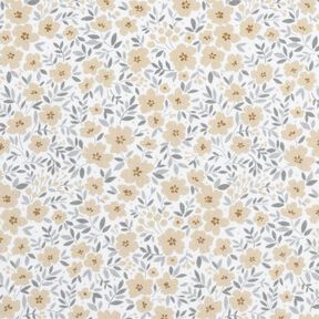 tessuto arredo satin di cotone Mare di fiori – anacardo/bianco, 