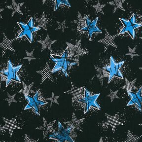 French terry, felpa estiva Variazioni di stelle | Glitzerpüppi – nero/blu, 