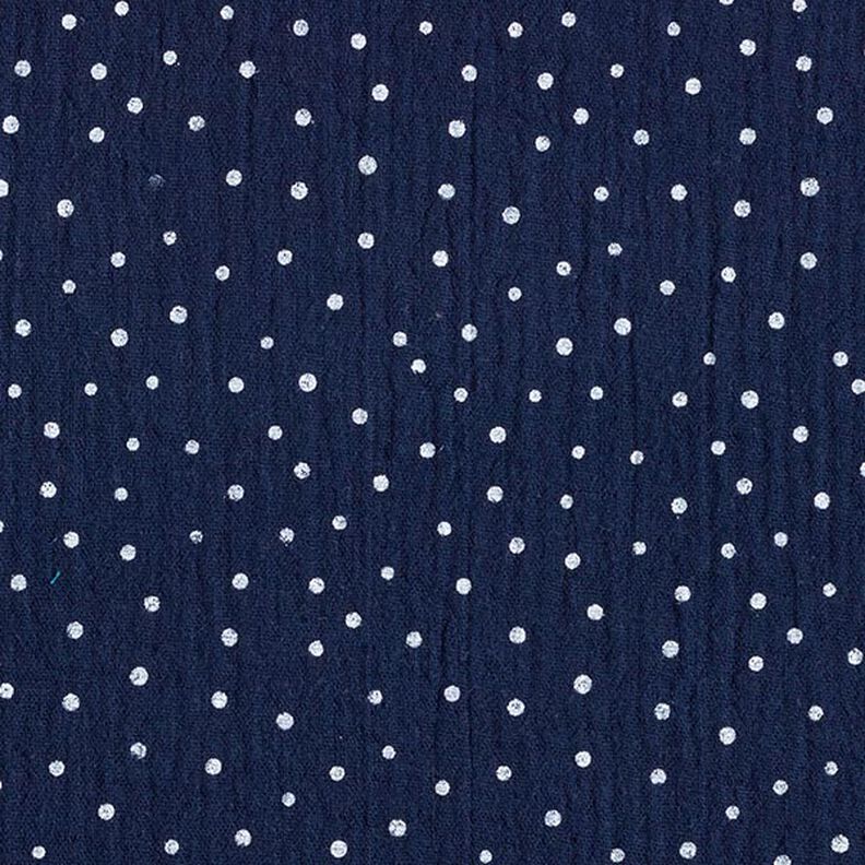 mussolina / tessuto doppio increspato piccoli pois – blu marino/bianco,  image number 1