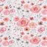 Jersey di cotone con rose ad acquarello – bianco/rosa,  thumbnail number 1