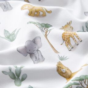 jersey di cotone Cuccioli di animali della giungla stampa digitale – avorio, 