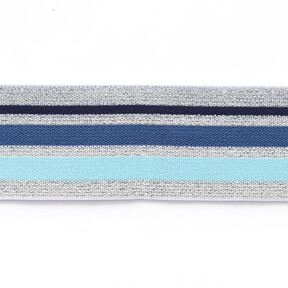 nastro elastico Glitter [ 4 cm ] – argento/azzurro, 