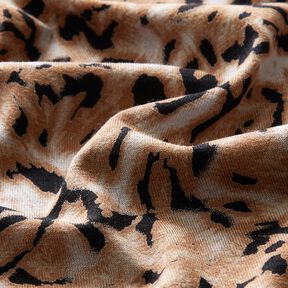 jersey di viscosa Stampa leopardata astratta – marrone chiaro/nero, 
