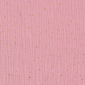 mussola di cotone, macchie dorate sparse – rosa/oro, 