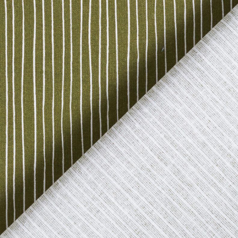 tessuto in cotone cretonne linee delicate – verde oliva scuro/bianco,  image number 4