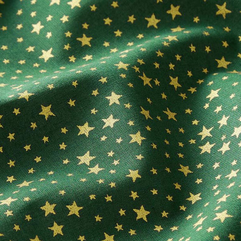 tessuto in cotone cretonne cielo stellato natalizio, piccolo – verde scuro/oro,  image number 2